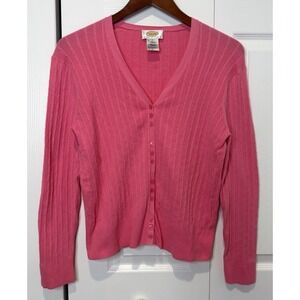 Vtg Talbots Womens Lightweight Cable Knit Cardigan Size L Y2K Twee Preppy Dainty